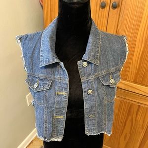 Frayed edge denim vest